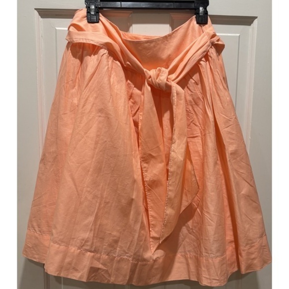 Garnet Hill Marigold Peach Sash Peasant Knee Length‎ Pleated A-Line Skirt 12